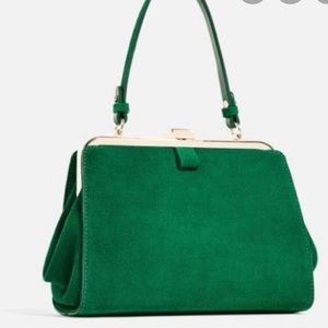 ZARA Green Suede Vintage Style Bag